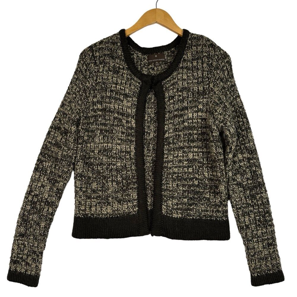 Fenn Wright Manson Black and Cream Marled Knit Cardigan